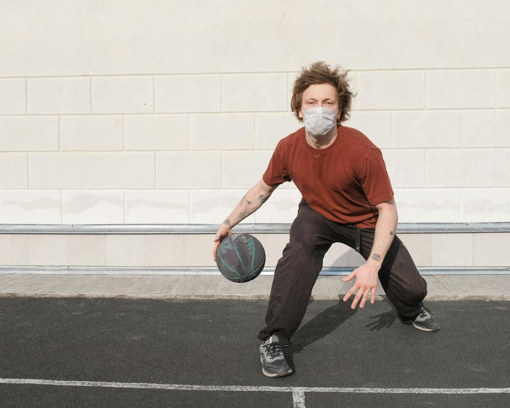 Close up of sports equipment and a person in motion during exercise